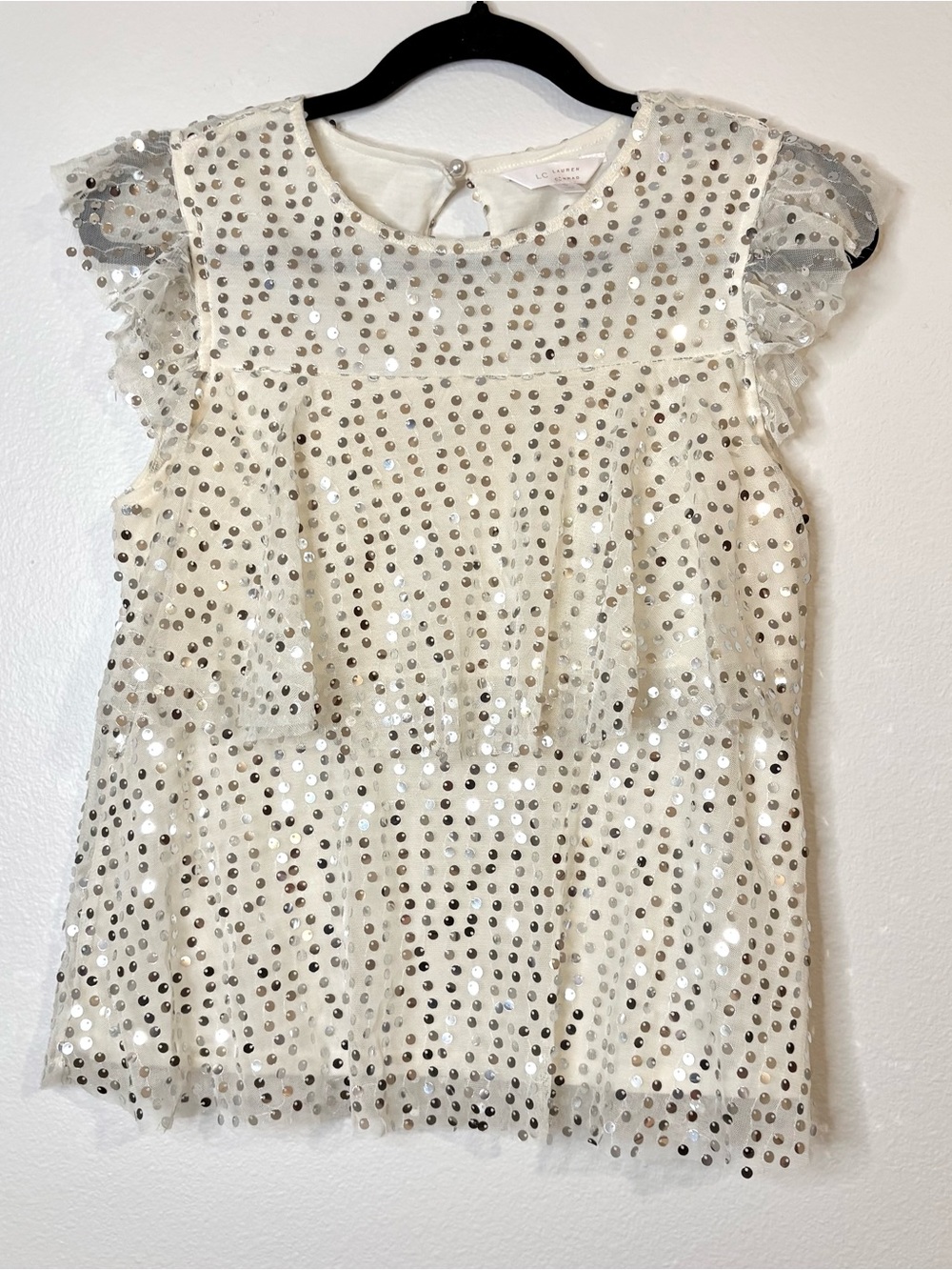 LC Lauren Conrad White/Cream Sequin Top